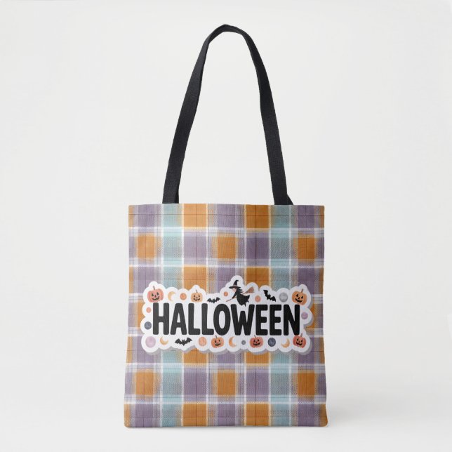 Playful Halloween Plaid Tygkasse (Framsida)