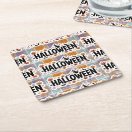 Playful Halloween Plaid Underlägg Papper Kvadrat