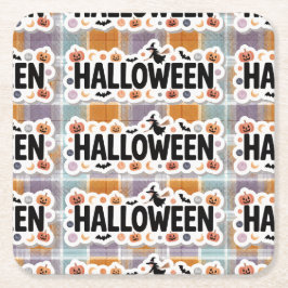 Playful Halloween Plaid Underlägg Papper Kvadrat