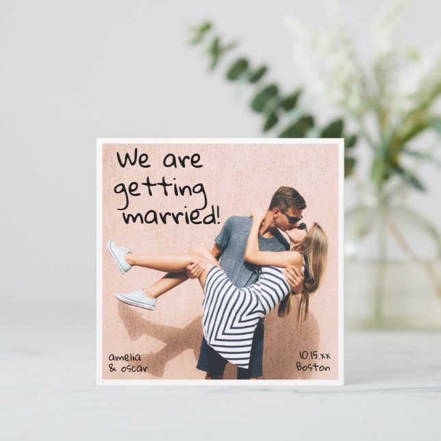 Playful Handwritten Cute Photo Casual Fun Square Spara Datumet (Stående Fram)