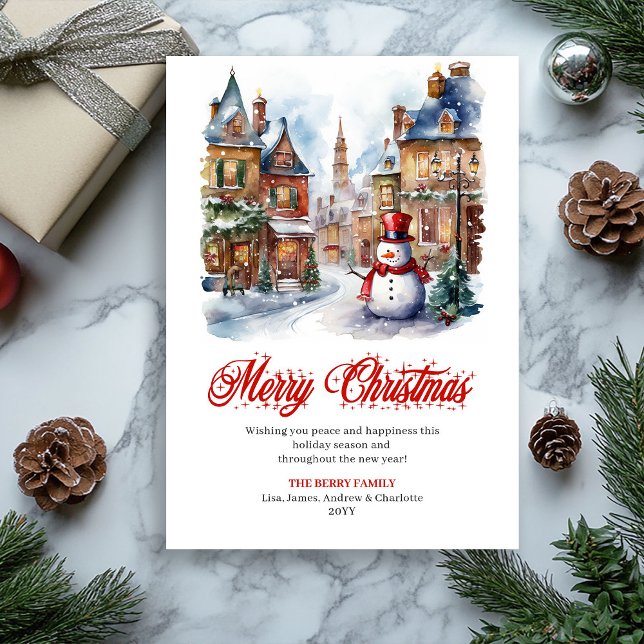 Playful holiday scene editable greeting card julkort (Playful holiday scene editable greeting card

)