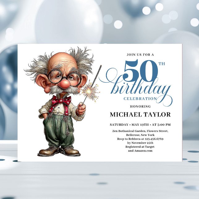 Playful Humor For Him 50th Birthday Party Invite Inbjudningar (Playful Humor For Him 50th Birthday Party Invite)