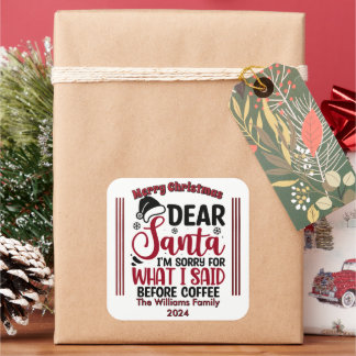 Playful Humorous Christmas Stickers Fyrkantigt Klistermärke