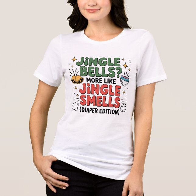 Playful Jingle Smells Christmas Design T Shirt (Framsida)
