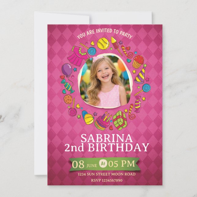 Playful Kids Birthday Invitation – Doodle Party Inbjudningar (Framsida)