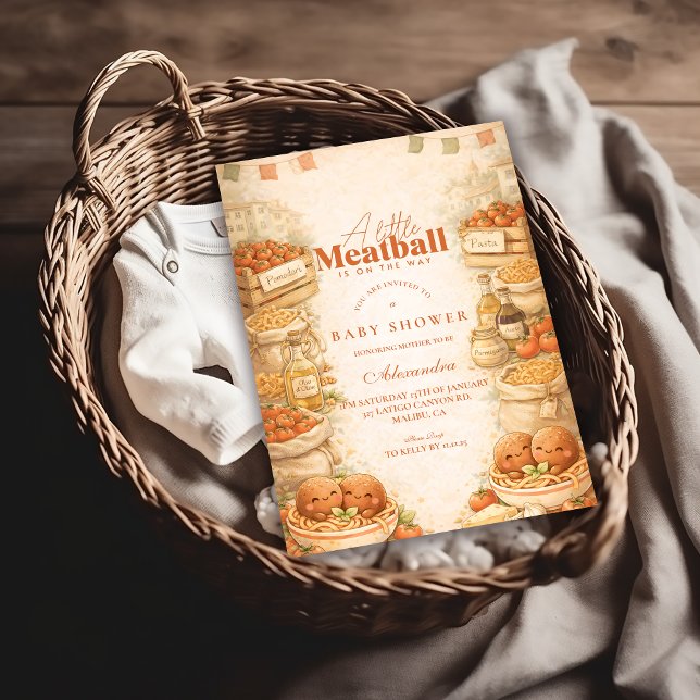 Playful Little Meatball Baby Shower Inbjudningar (Skapare uppladdad)