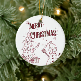 Playful Merry Christmas Julgransprydnad Keramik