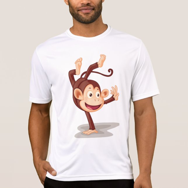 Playful Monkey Doing a Handstand Cute Animal T Shirt (Framsida)