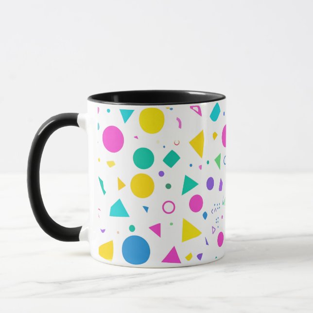 Playful Neon Memphis Geometric Retro Pattern Mugg (Vänster)