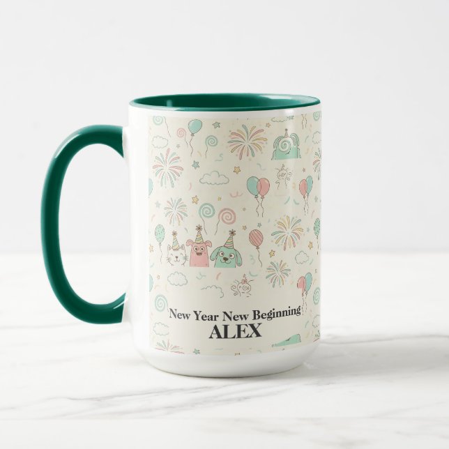 Playful New Year New Beginnings Custom Mug Mugg (Vänster)