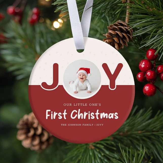 Playful Newborn Baby's  Photo First Christmas Julgransprydnad Keramik (Skapare uppladdad)