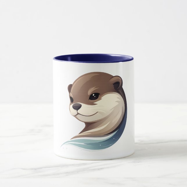 Playful Otter Illustration Mugg (Center)