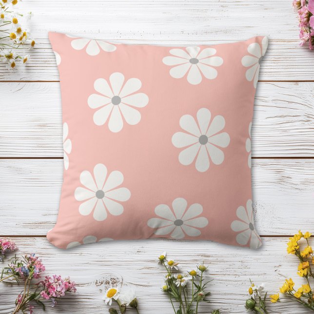 Playful Pastel Daisy Pattern Kudde (Skapare uppladdad)