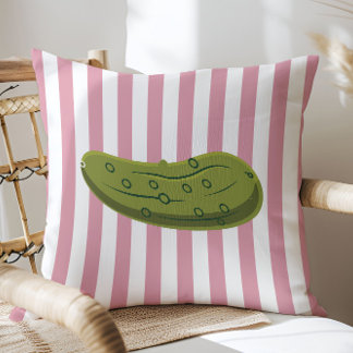 Playful Pickle on Pink Stripes, Accent Pillow,  Kudde