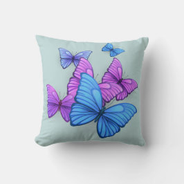 Playful Pink & Purple Butterflies Pillow Kudde
