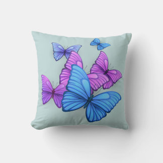 Playful Pink & Purple Butterflies Pillow Kudde