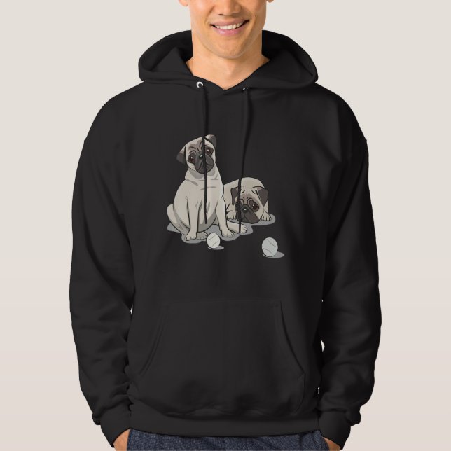 Playful Pug Design Hoodie (Framsida)