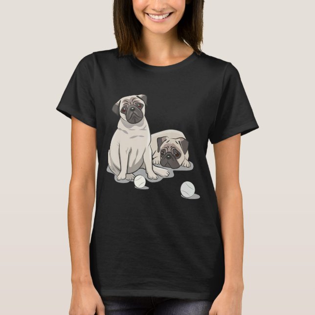 Playful Pug Design T Shirt (Framsida)