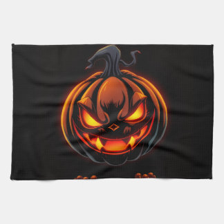 Playful Pumpkin Monster Halloween Kitchen Towel Kökshandduk