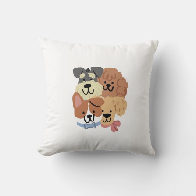 Playful Puppies Pattern Decorative Pillow Kudde (Framsida)