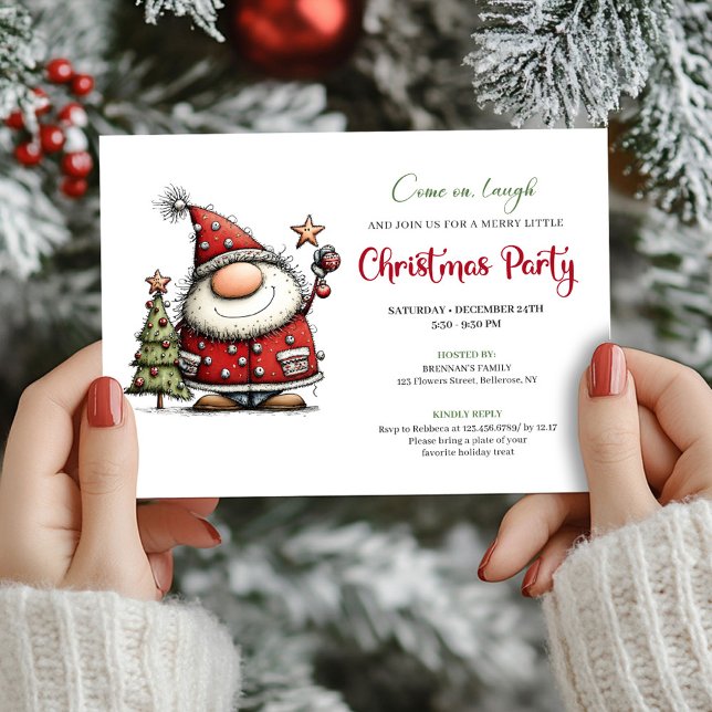 Playful quirky Santa Christmas party invitation Inbjudningar (Playful quirky Santa Christmas party invite

)