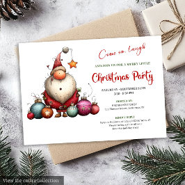 Playful Quirky Santa Classic Red Green Party  Inbjudningar