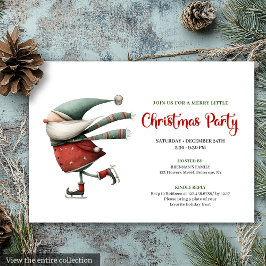 Playful Quirky Santa Watercolor Holiday Invite Inbjudningar