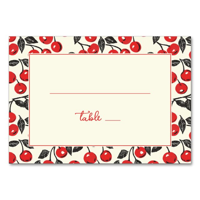 Playful Red Cherry Border Bordsnummer (Framsidan)