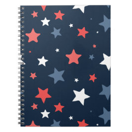 Playful Red White Blue Star Notebook Anteckningsbok