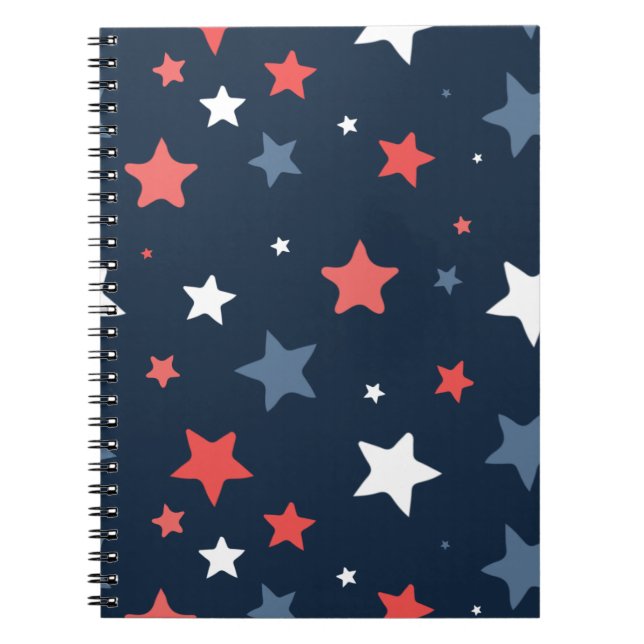 Playful Red White Blue Star Notebook Anteckningsbok (Framsidan)
