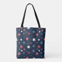 Playful Red White Blue Star Tote Bag