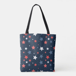 Playful Red White Blue Star Tote Bag Tygkasse