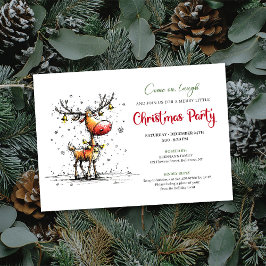 Playful Reindeer Festive Celebration Invitation Inbjudningar