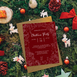 playful Reindeer & Winter Botanicals-  christmas  Inbjudningar