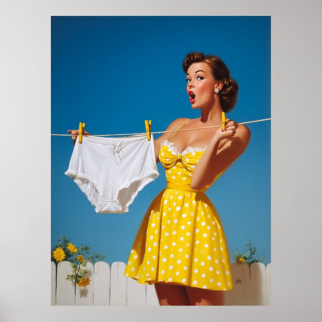  Playful Retro Laundry Day Surprise Poster (Framsidan)