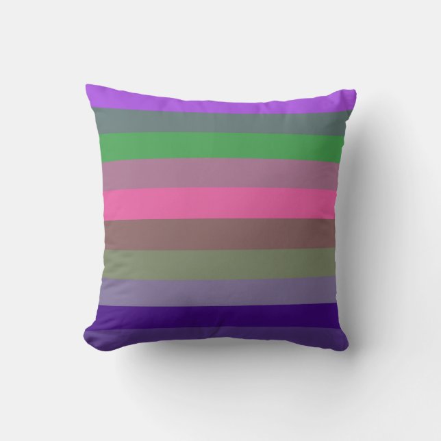Playful Retro Pop Purple & Green Stripe Pattern Kudde (Framsida)