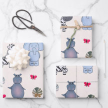 Playful Safari Animals Gift Wrapping Paper (v.1)
