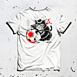 Playful Samurai Cat Soccer Kawaii & Soccer Fans! T Shirt