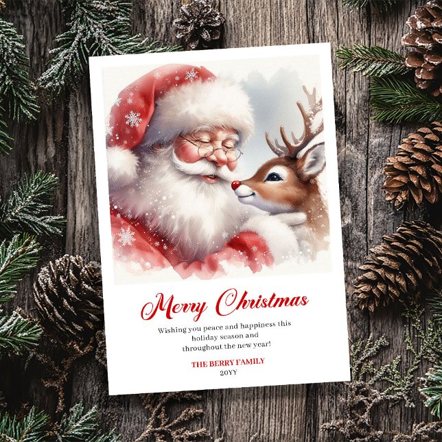 Playful Santa And Rudolph Christmas Cheer Greeting Julkort (Playful Santa And Rudolph Christmas Cheer Greeting Card)