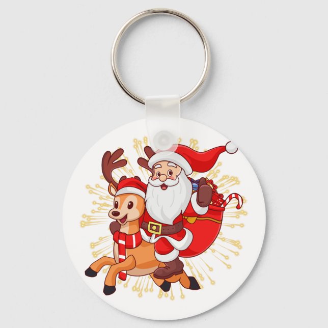 **"Playful Santa Claus Design – Fun and Festive Ch Nyckelring (Framsida)