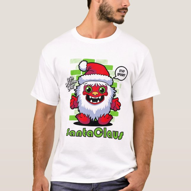 Playful Santa Claus Graphic T-Shirt, Holiday Appar T Shirt (Framsida)