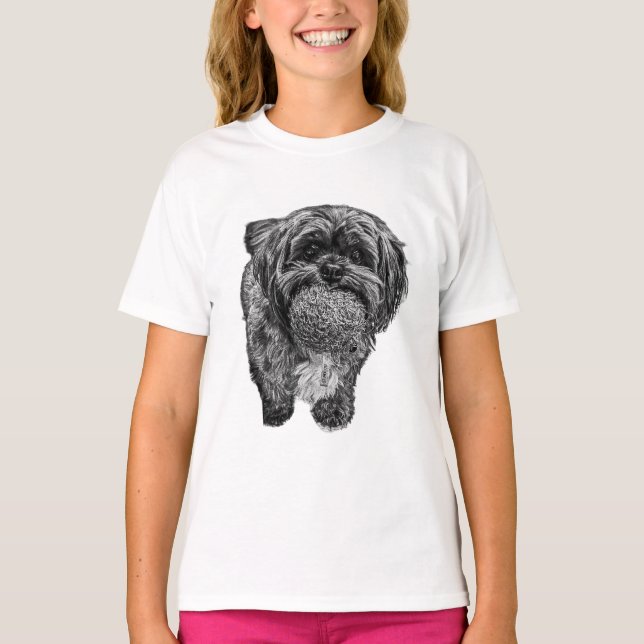 Playful Shih Tzu Ball Art | Dog T-Shirt (Framsida)