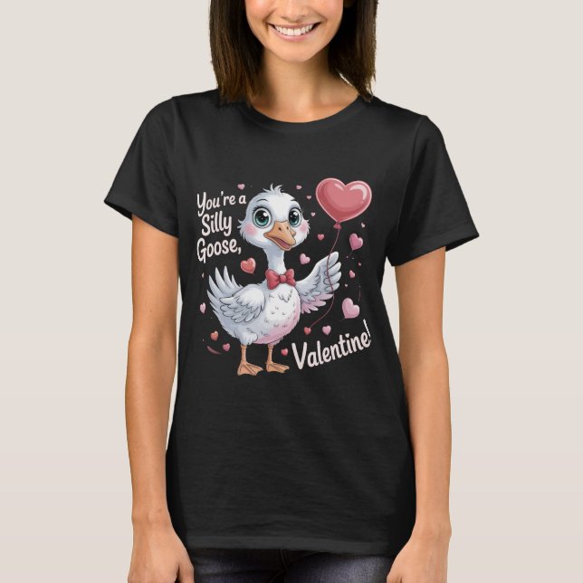Playful Silly Goose Valentine's Day Shirt - Cute H T (Framsida)