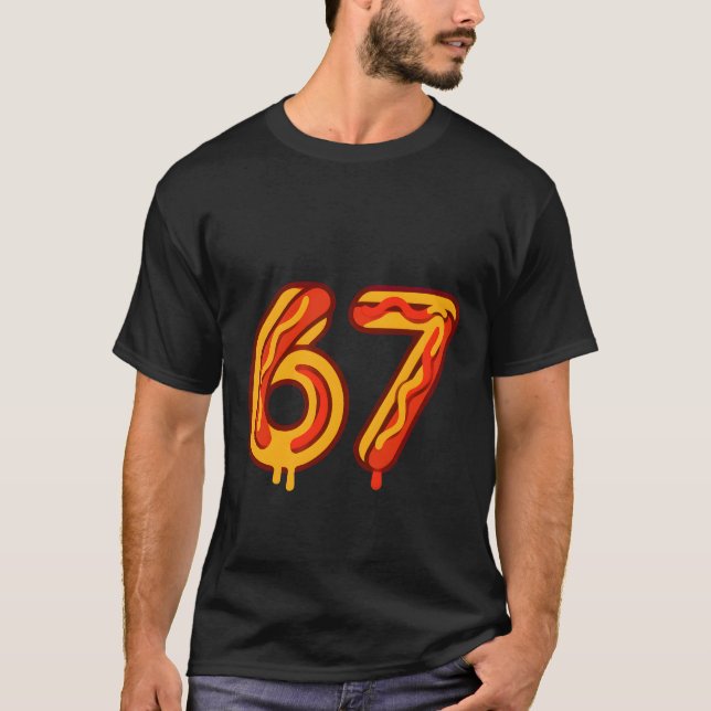 Playful Six Seven Number Meme Matching Hot Dog  T Shirt (Framsida)