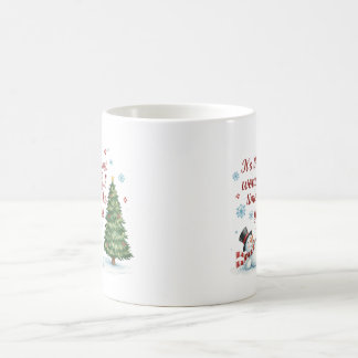 Playful Snowman and Pine Tree Merry Christmas Kaffemugg