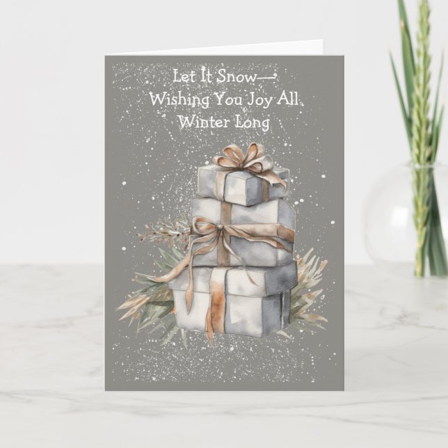 Playful Snowy Gifts Winter Card Kort (Framsida)