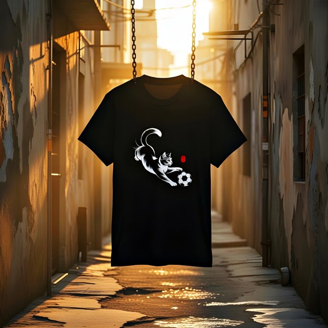 Playful Soccer Cat T-Shirt - Gift for Cat Lovers (Skapare uppladdad)