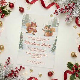 Playful Squirrels in Christmas Winter Forest Inbjudningar