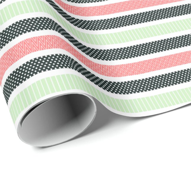 Playful Striped Polka Dot Pattern Presentpapper (Rullad Hörn)