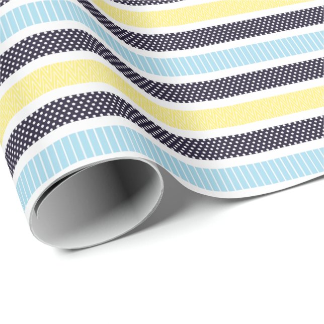 Playful Striped Polka Dot Pattern Presentpapper (Rullad Hörn)